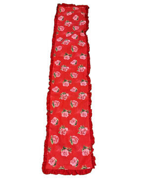 Threshold 72"x14" Roses Reversible Table Runner Red Stripes Ruffle Decor